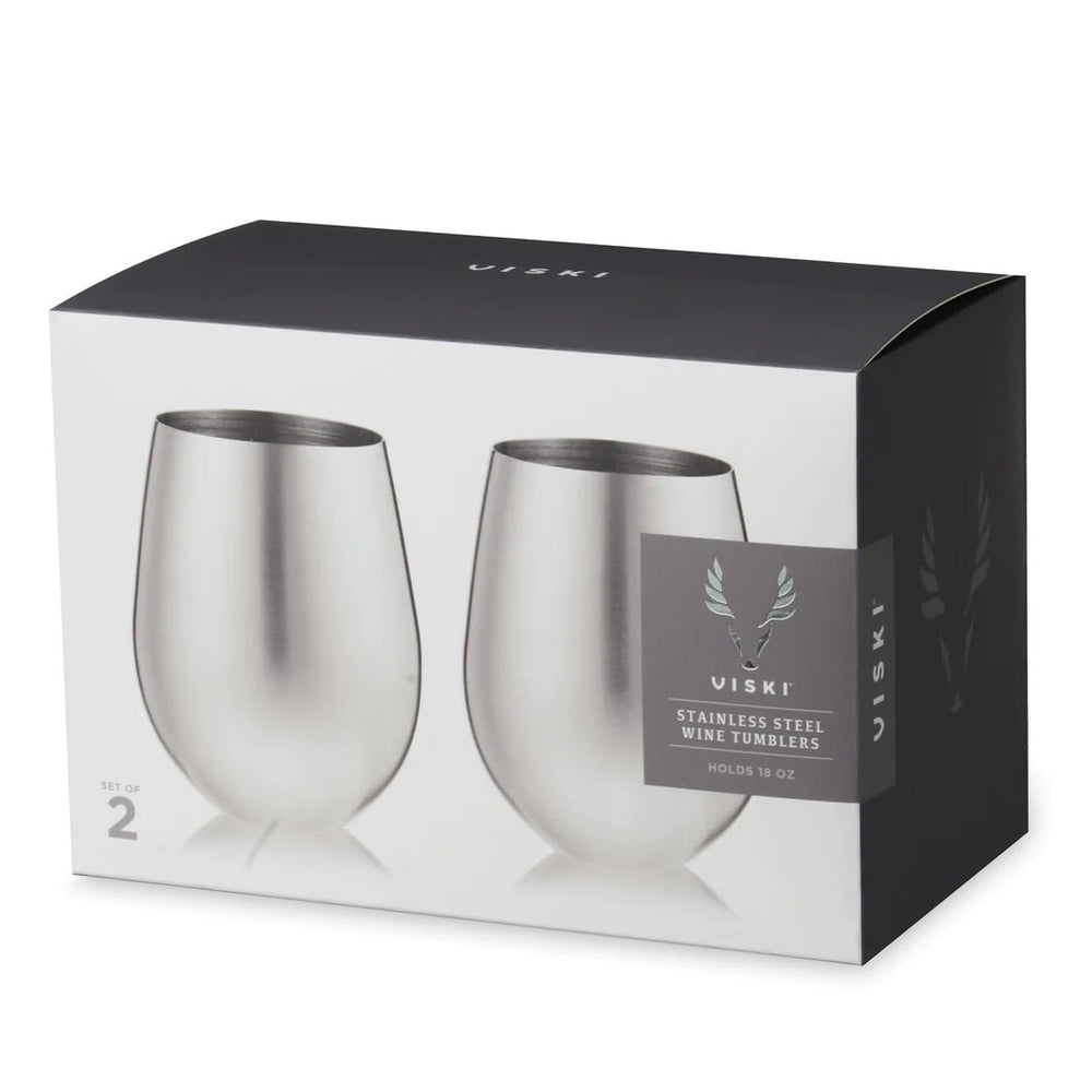 
                      
                        Viski Stainless Steel Stemless Wine Glasses, Set of 2 - lily & onyx
                      
                    
