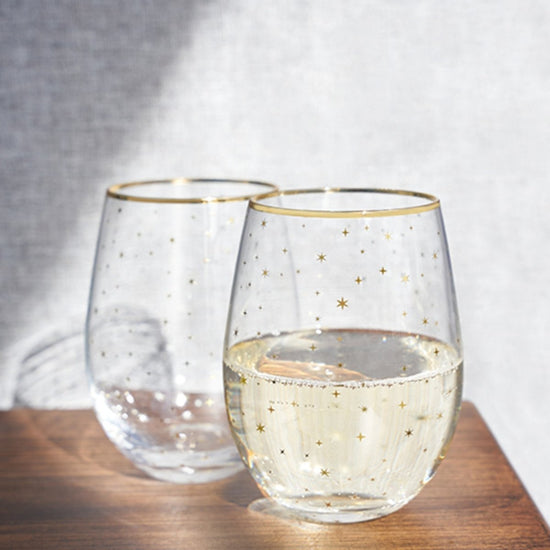 Twine Starlight Stemless Wine Glass, Set of 2 - lily & onyx