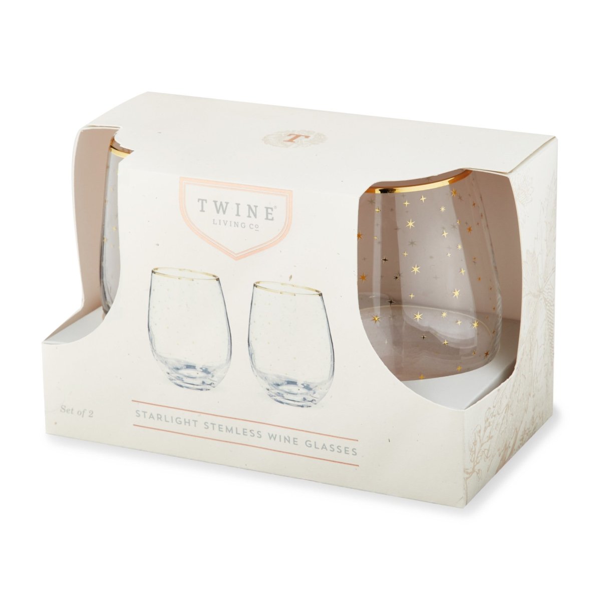 Twine Starlight Stemless Wine Glass, Set of 2 - lily & onyx