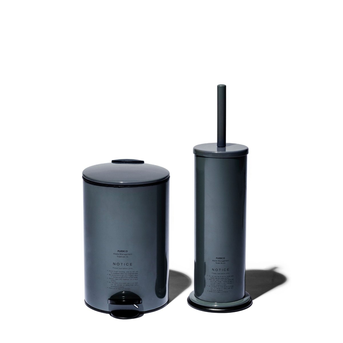 puebco Steel Trash Can, Gray - lily & onyx