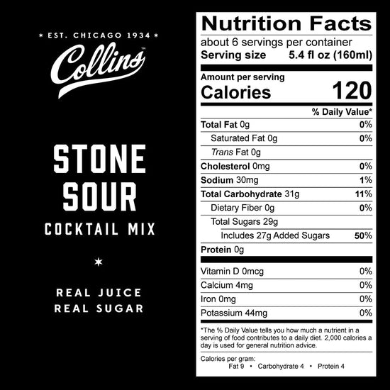 Collins Stone Sour Cocktail Mix, 32 Oz - lily & onyx