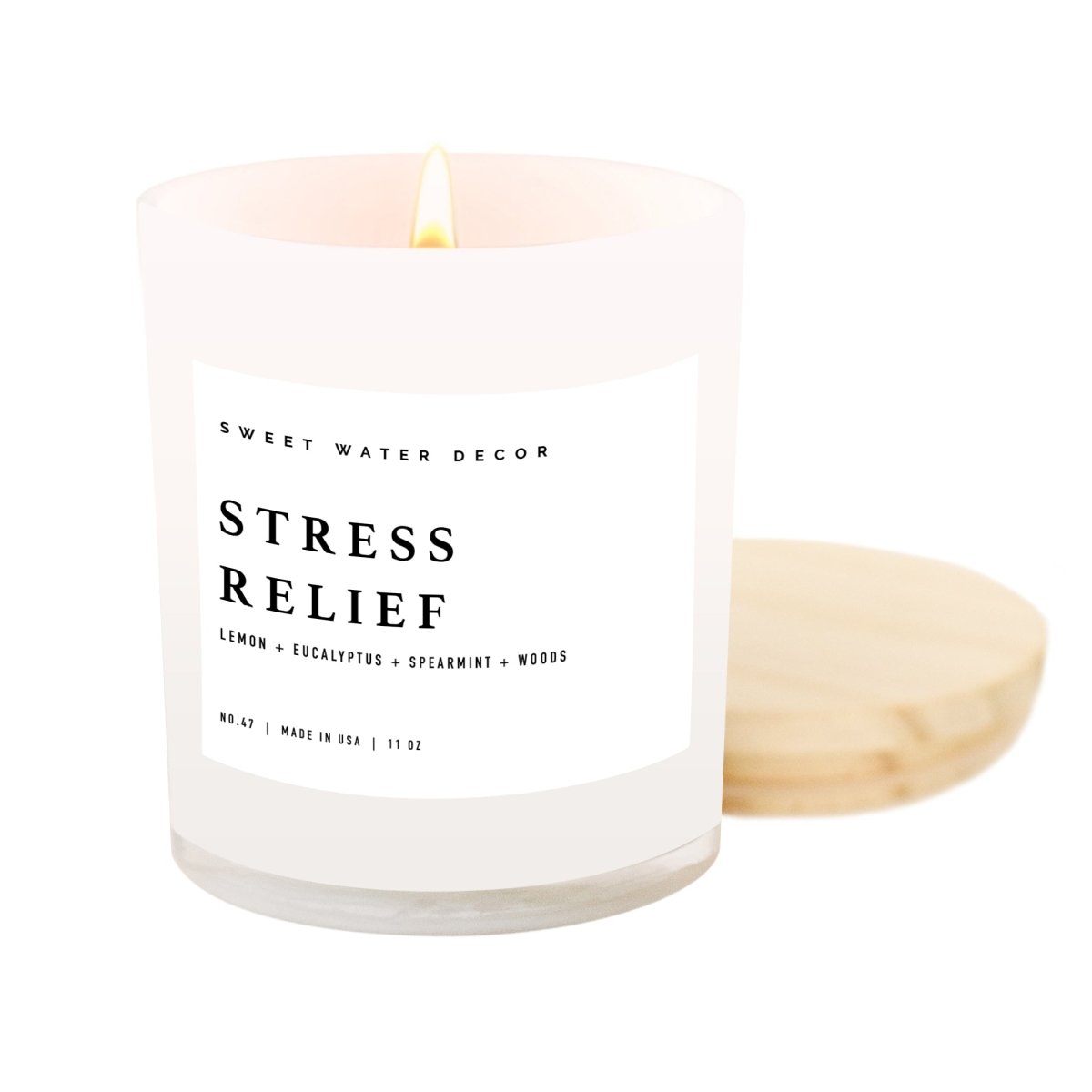 Sweet Water Decor Stress Relief Soy Candle - White Jar - 11 oz - lily & onyx