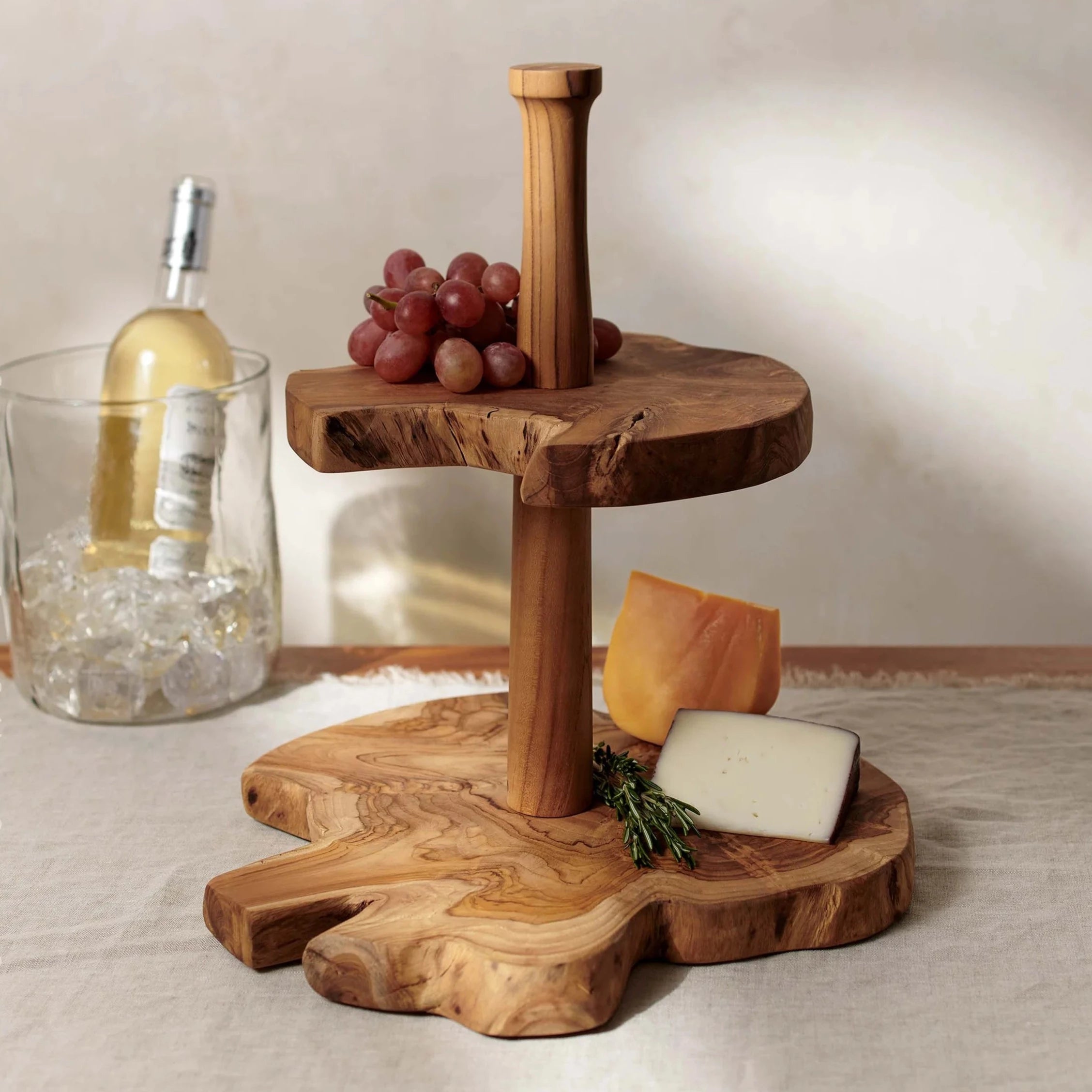 Takara™ 2-Tier Live Edge Teak Display Riser | lily & onyx