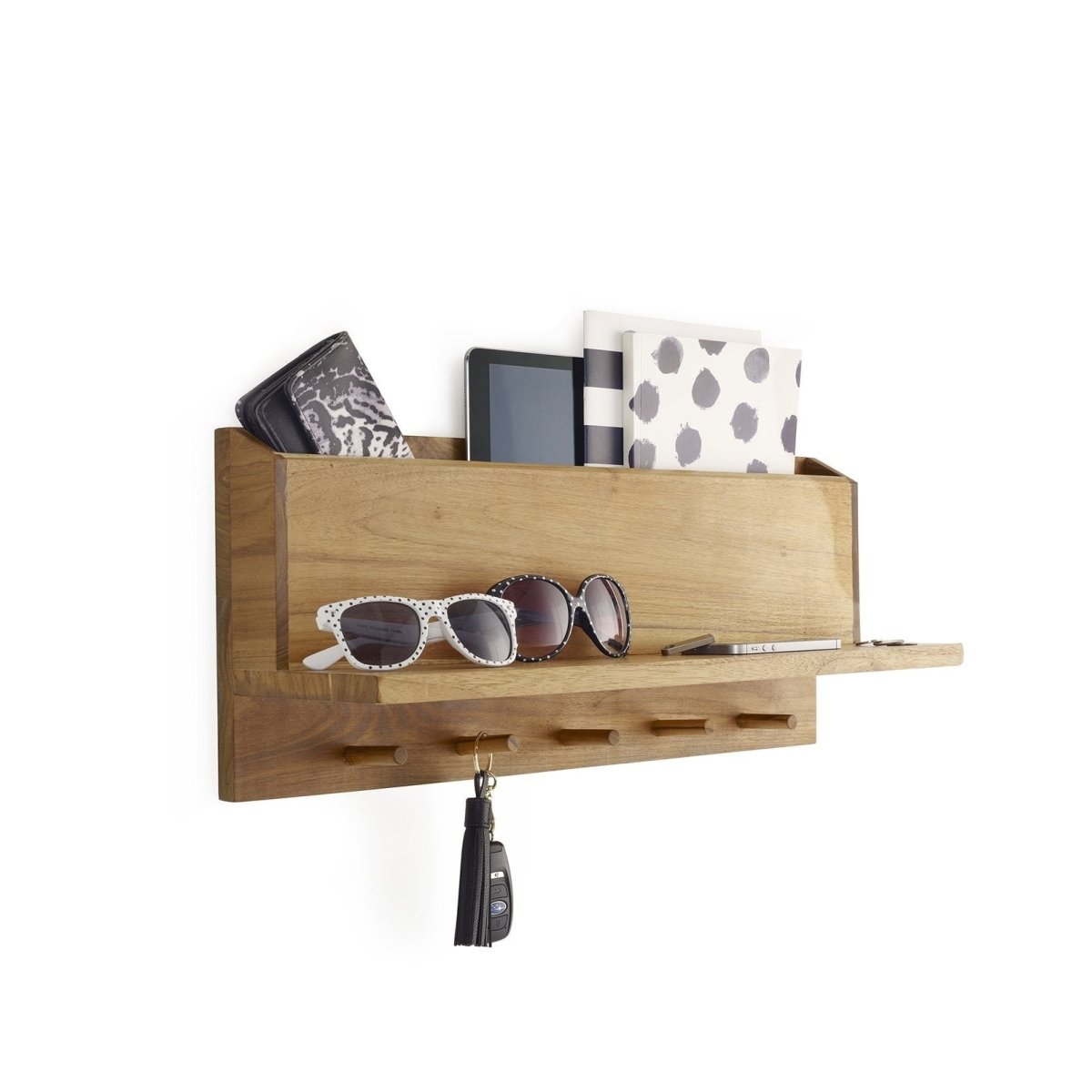 Load image into Gallery viewer, texxture Takara™ Teak Wall Organizer - lily &amp;amp; onyx
