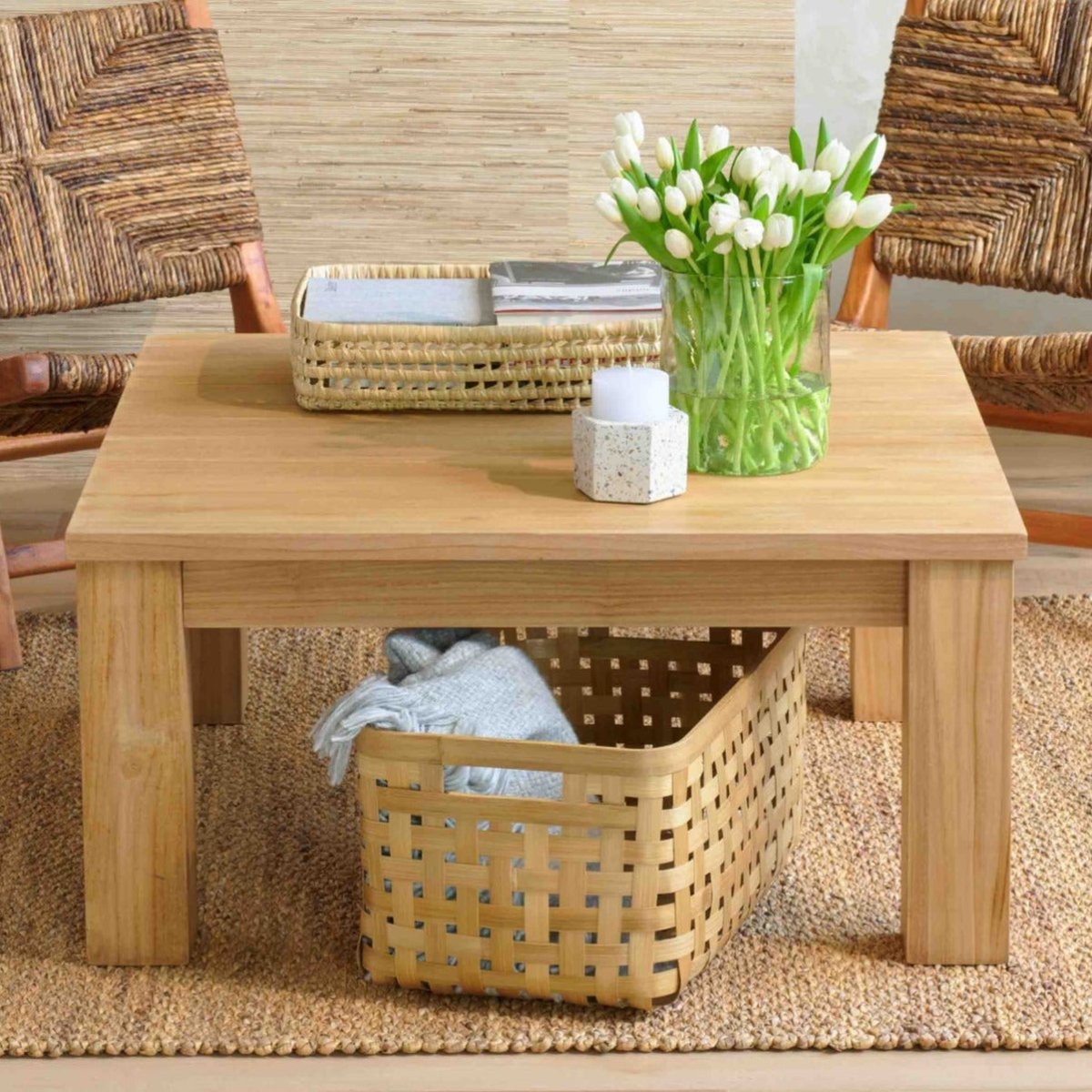 Load image into Gallery viewer, texxture Takara™ Teak Wood Square Coffee Table - lily &amp;amp; onyx
