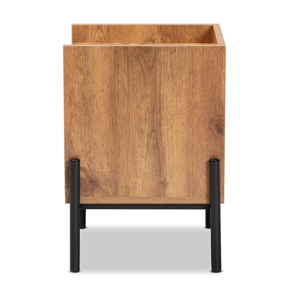 
                      
                        Baxton Studio Tasman Modern And Contemporary Industrial Natural Brown Finished Wood And Black Metal End Table - lily & onyx
                      
                    