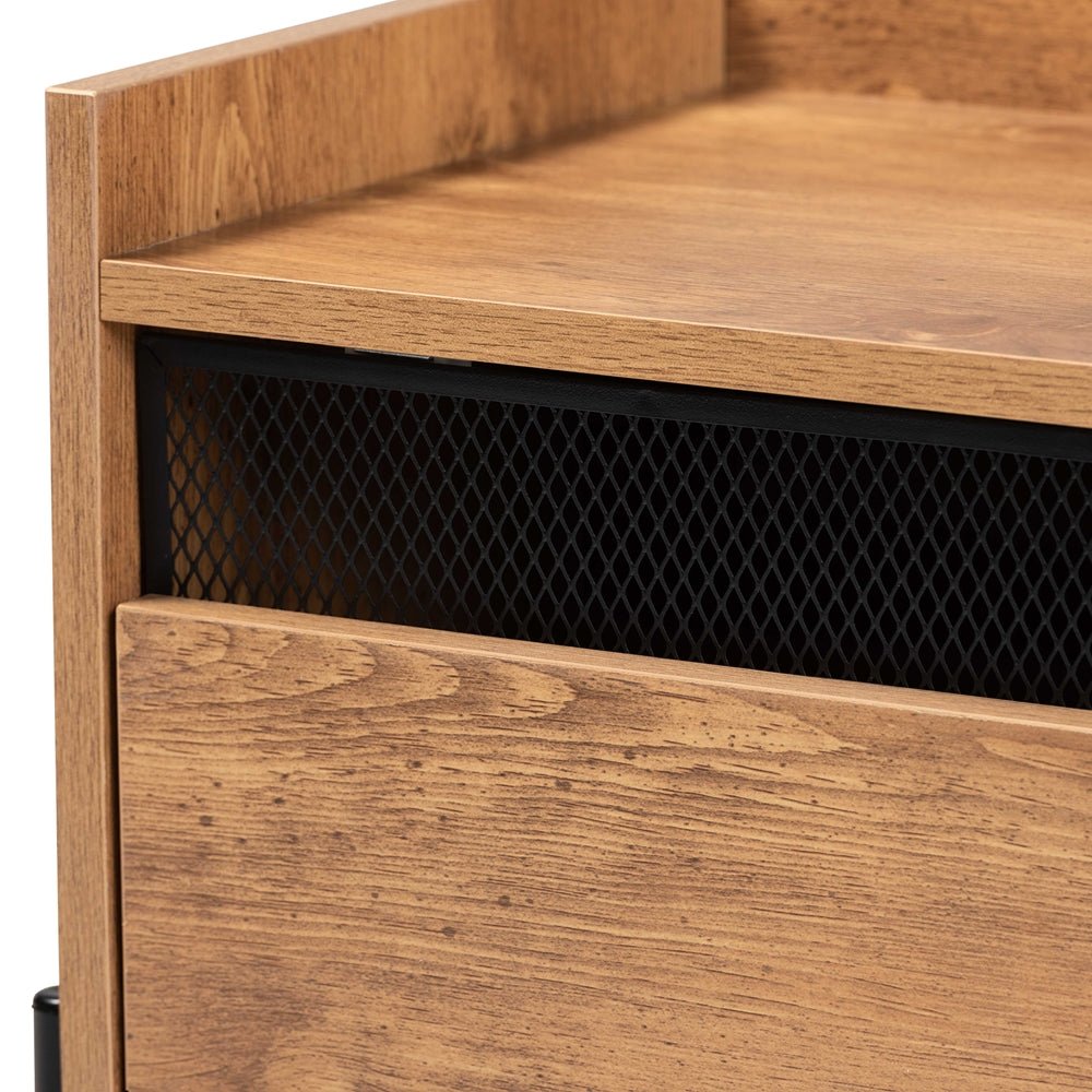 
                      
                        Baxton Studio Tasman Modern And Contemporary Industrial Natural Brown Finished Wood And Black Metal End Table - lily & onyx
                      
                    