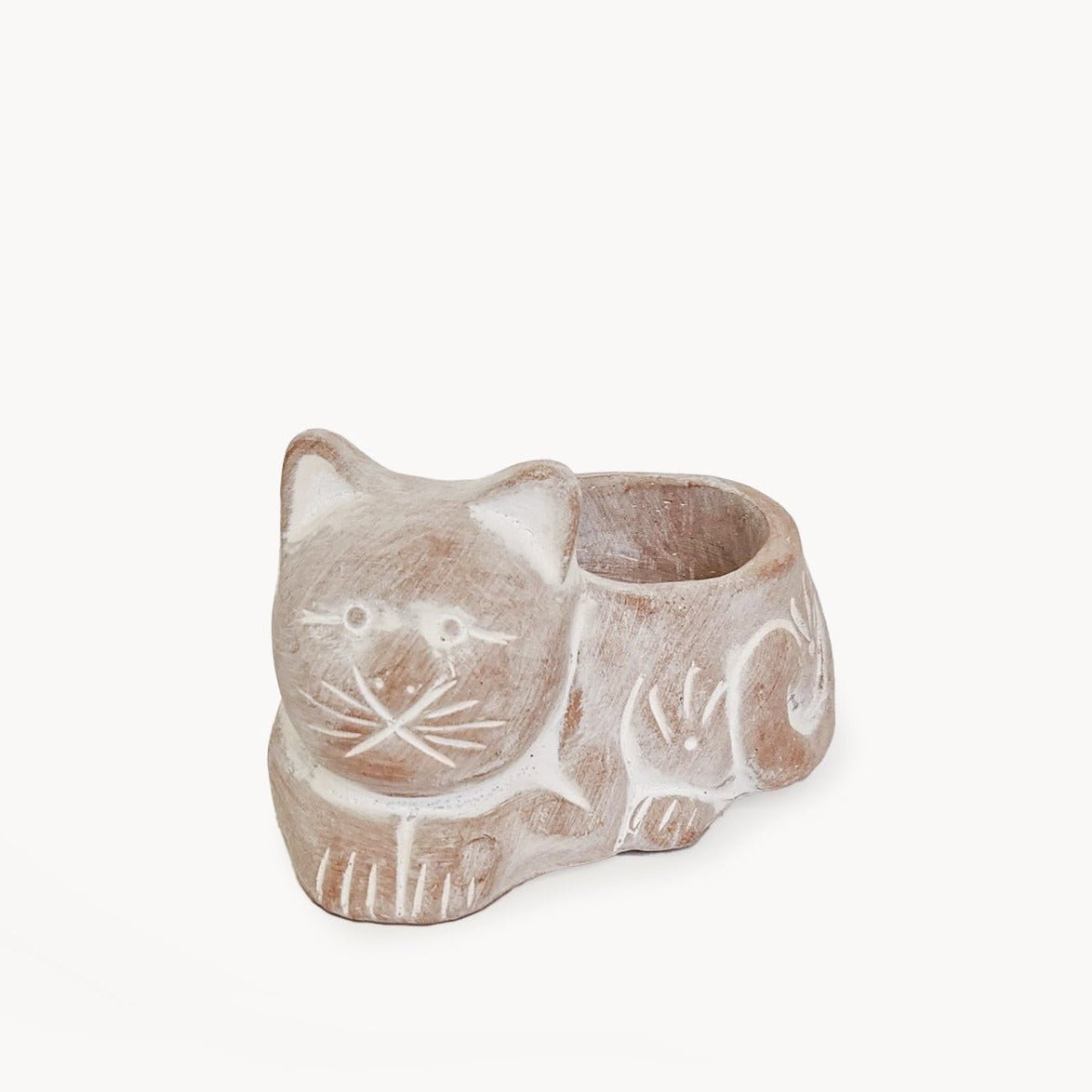 KORISSA Terracotta Tea Light Candle Holder, Cat - lily & onyx