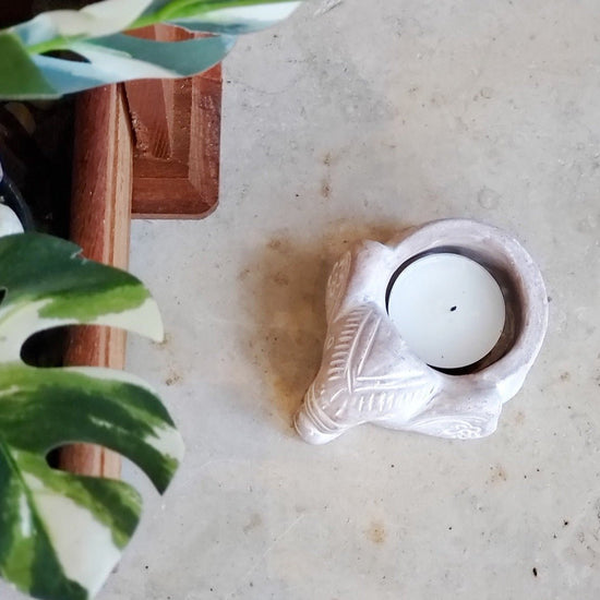 KORISSA Terracotta Tea Light Candle Holder, Elephant - lily & onyx