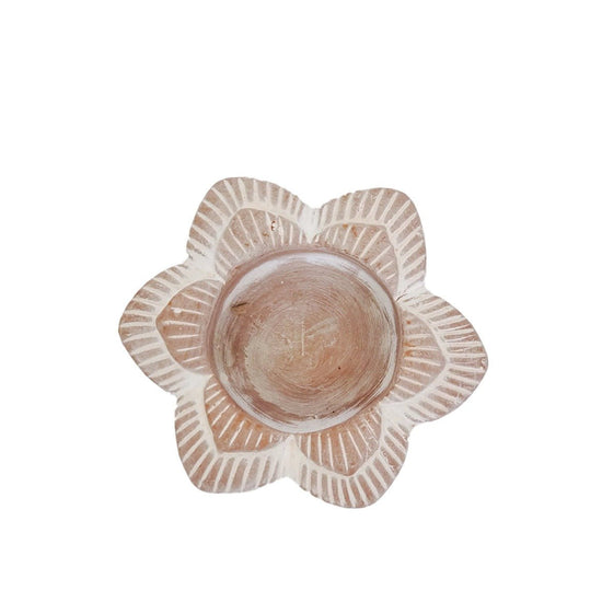 KORISSA Terracotta Tea Light Candle Holder, Flower - lily & onyx