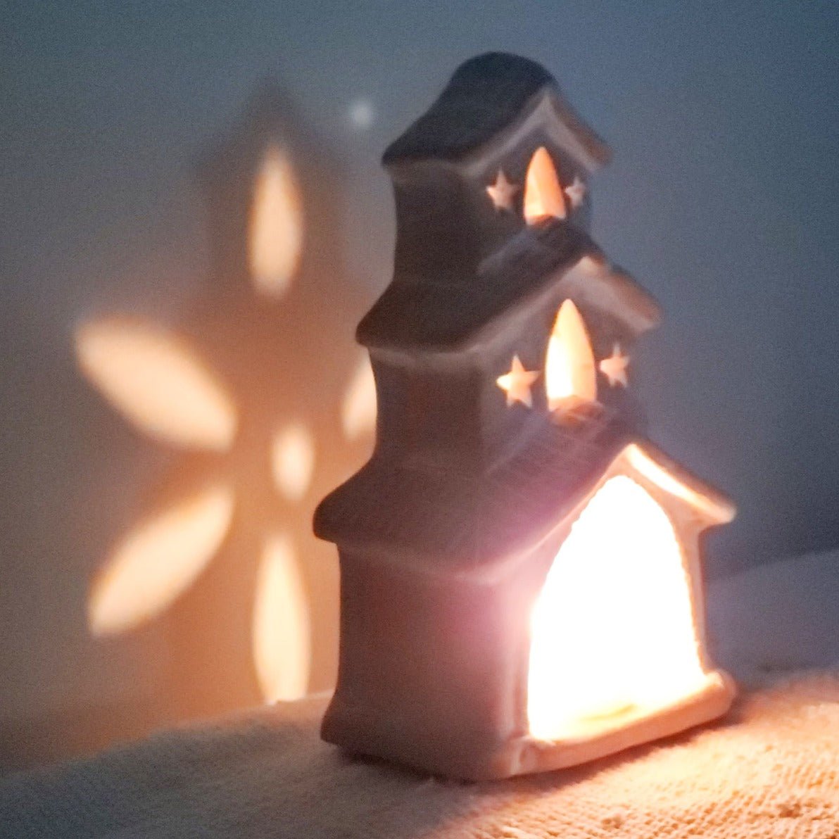 KORISSA Terracotta Tea Light Candle Holder, House - lily & onyx