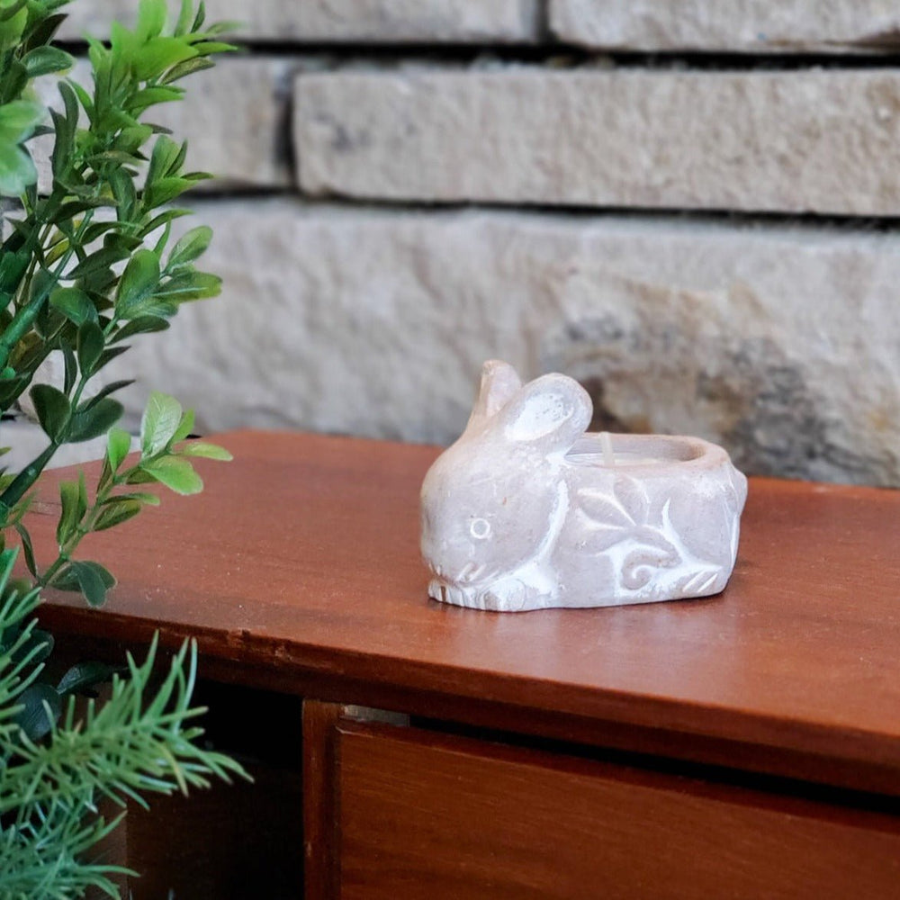 KORISSA Terracotta Tea Light Candle Holder, Rabbit - lily & onyx