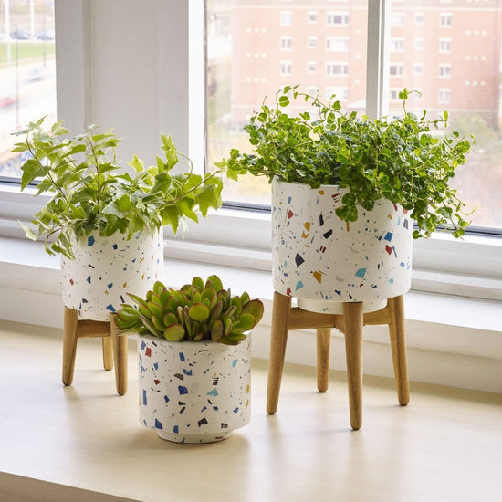 texxture Terrazza Planter, Blue - lily & onyx