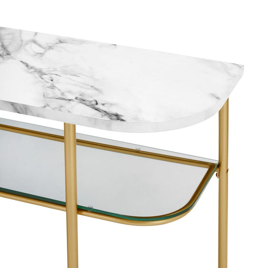 Walker Edison Tilly Modern Minimal Curved Faux Marble Entry Table - lily & onyx