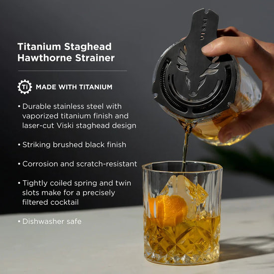 Viski Titanium Staghead Strainer - lily & onyx