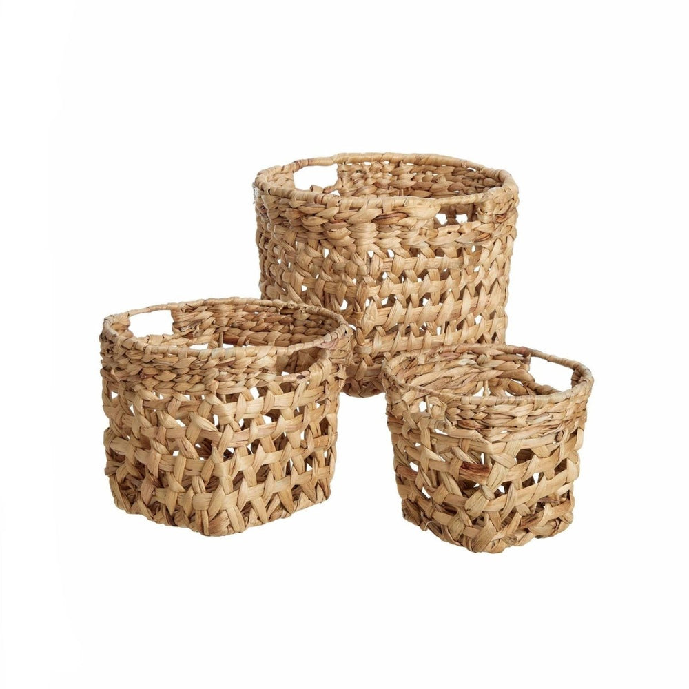 texxture Trania Water Hyacinth Basket, Set of 3 - lily & onyx