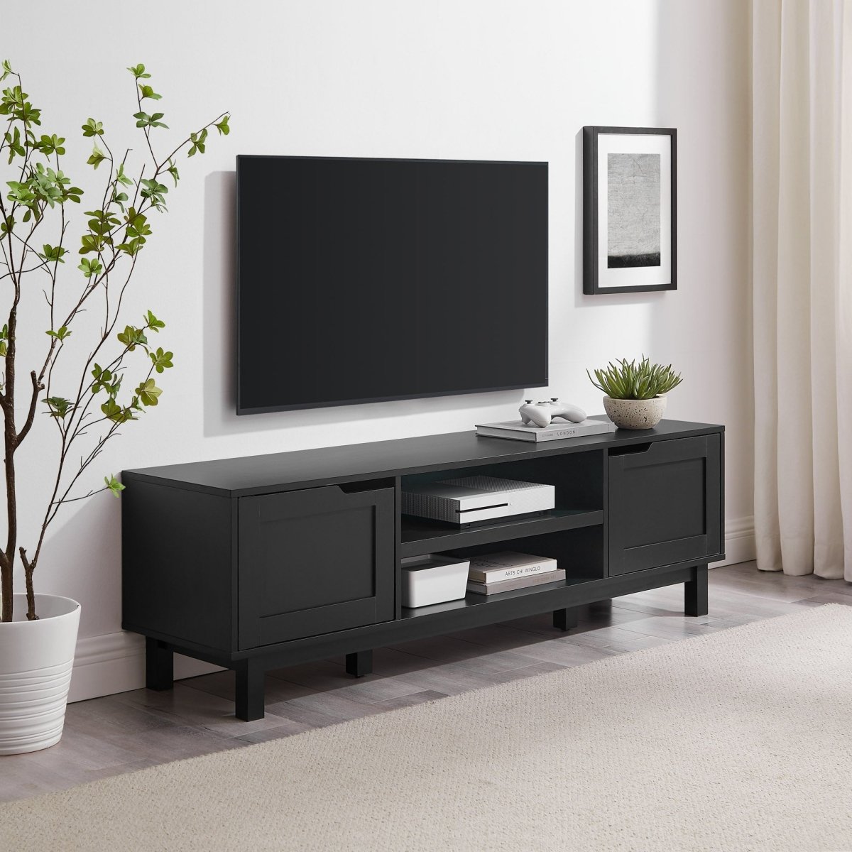 Walker Edison Tromso Modern 2-Door TV Stand for TVs up to 65” - lily & onyx