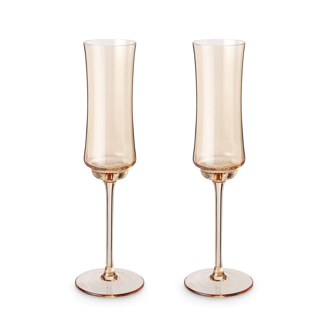 Twine Tulip Champagne Flutes in Amber, Set of 2 - lily & onyx