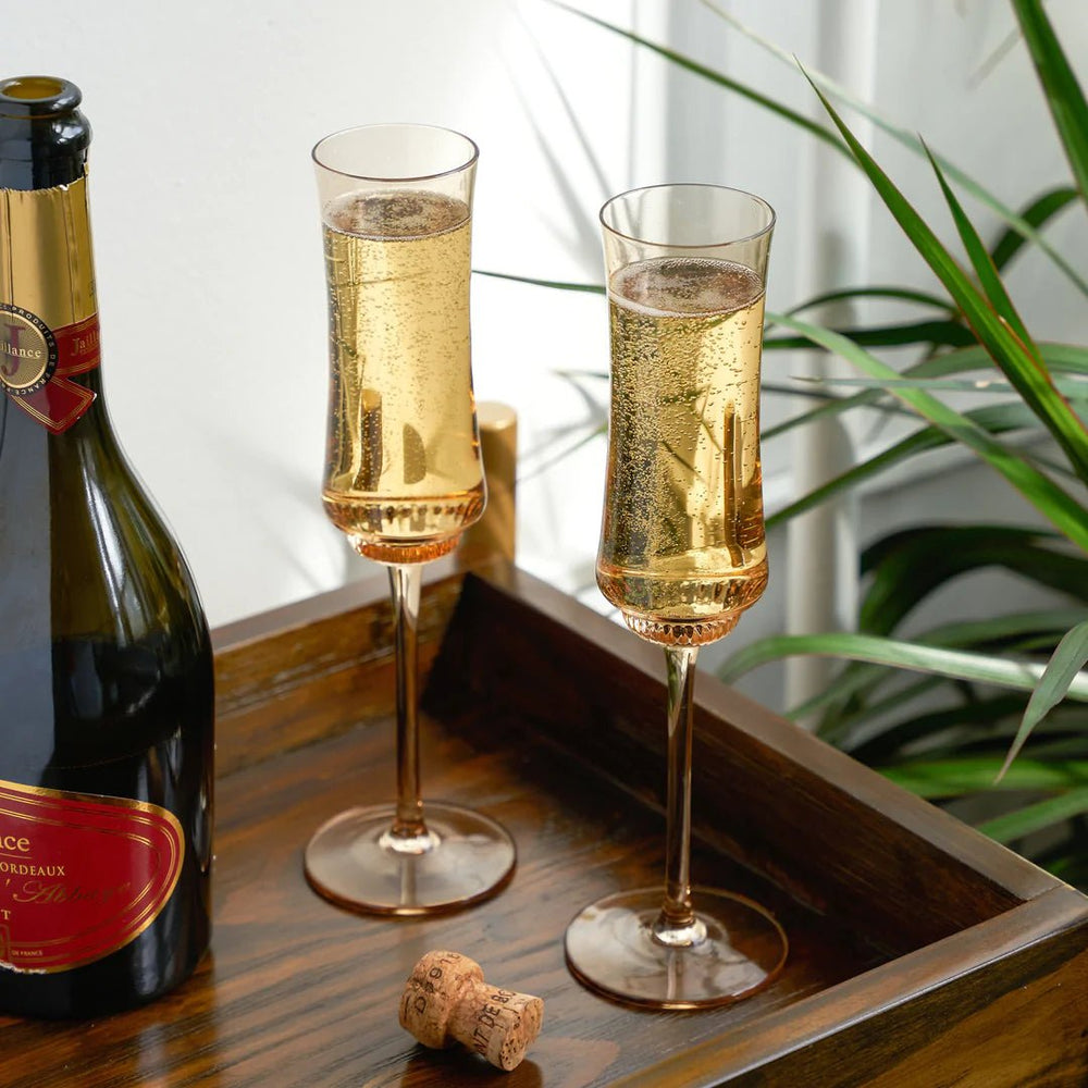 
                      
                        Twine Tulip Champagne Flutes in Amber, Set of 2 - lily & onyx
                      
                    