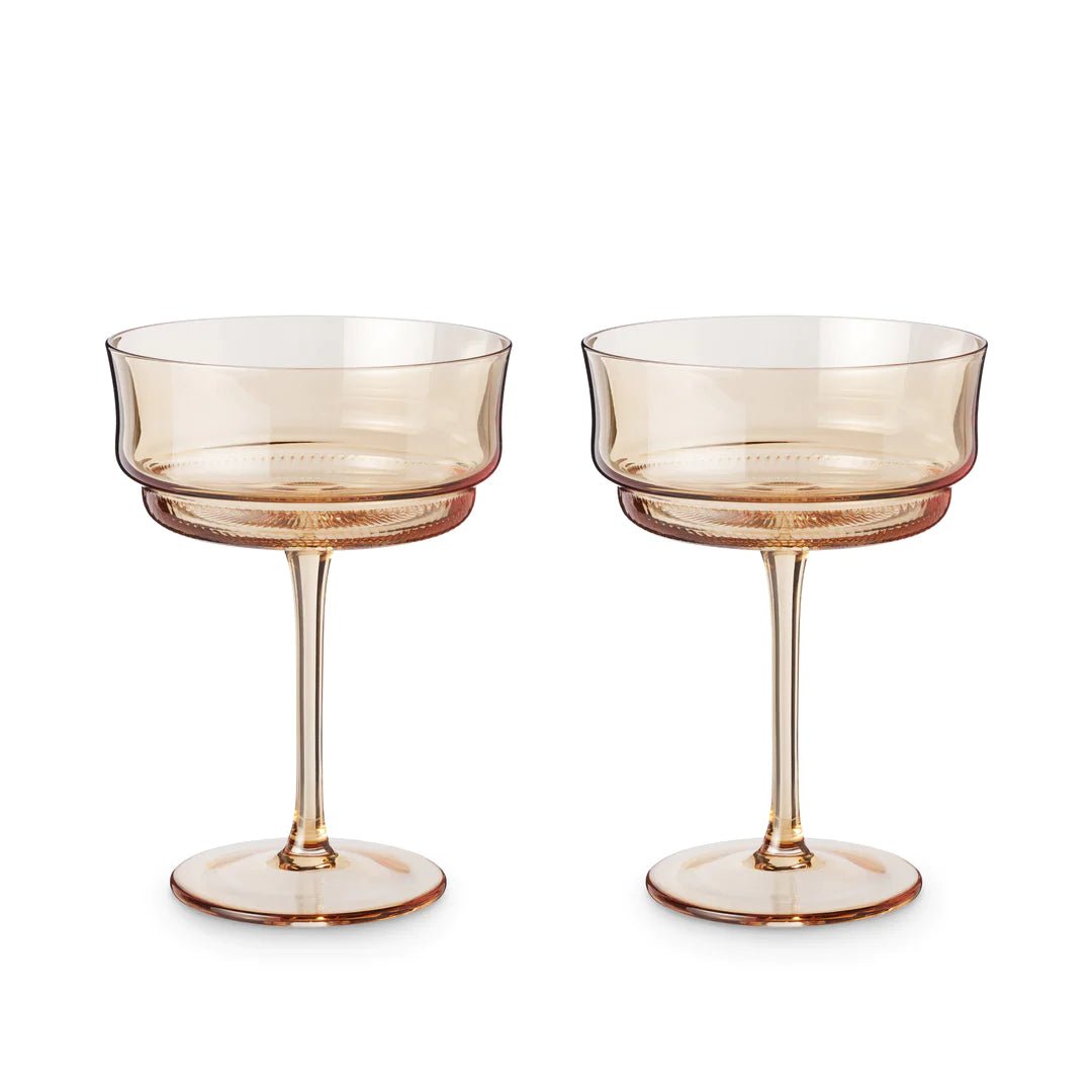 Twine Tulip Coupes in Amber, Set of 2 - lily & onyx