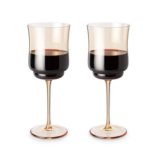 Twine Tulip Stemmed Wine Glasses in Amber, Set of 2 - lily & onyx