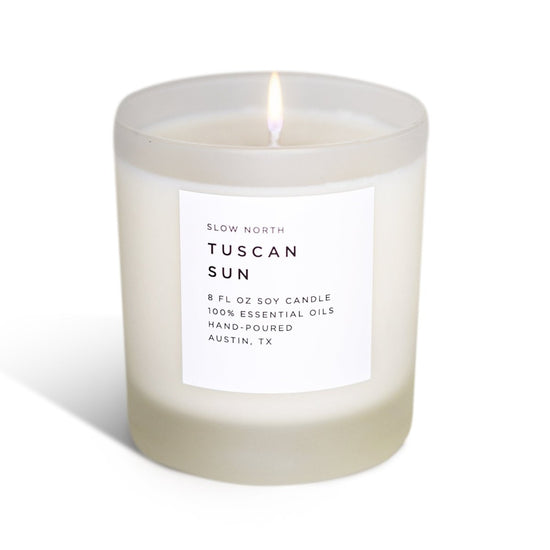 Slow North Tuscan Sun | Orange + Frankincense + Jasmine | Frosted Candle, 8 oz - lily & onyx