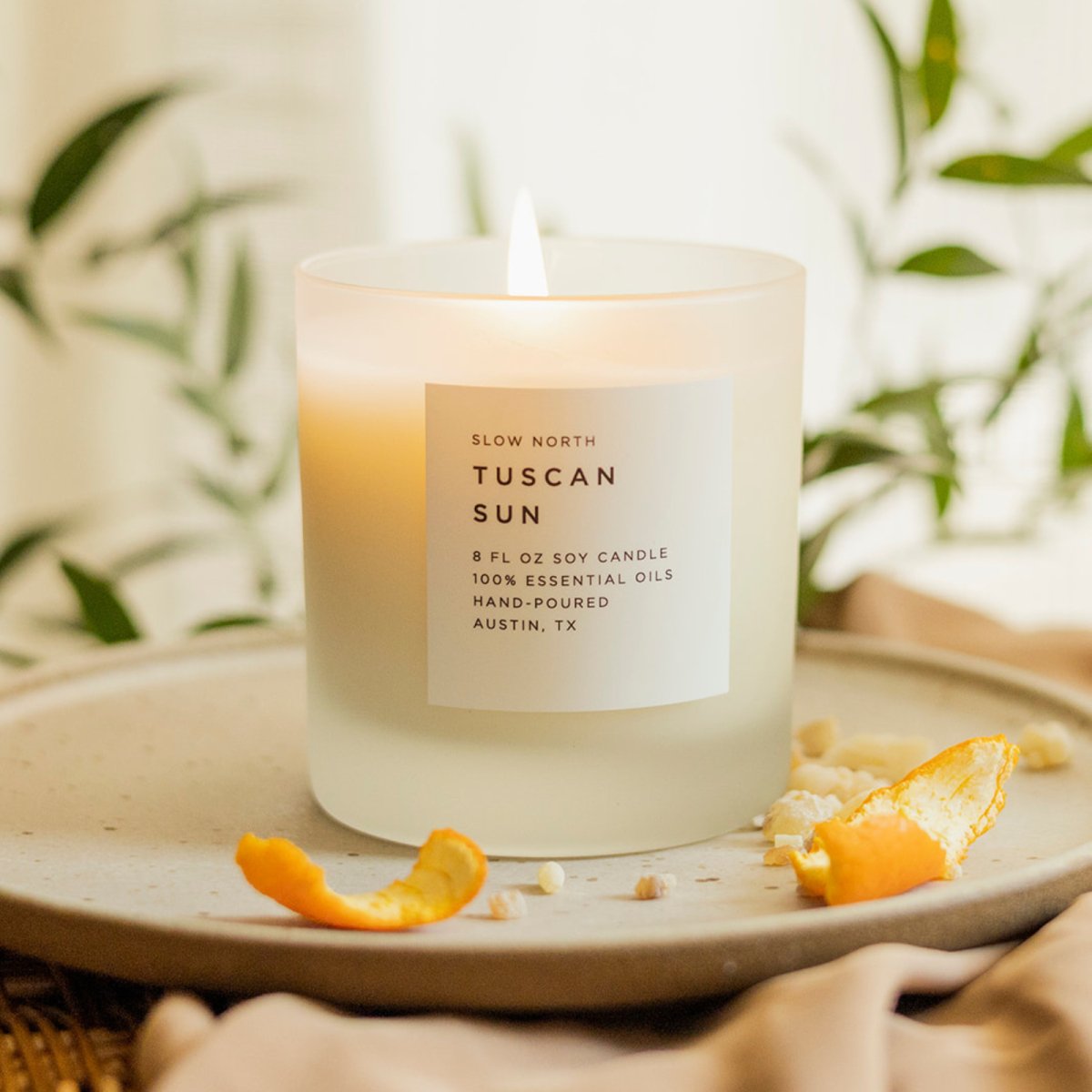 Slow North Tuscan Sun | Orange + Frankincense + Jasmine | Frosted Candle, 8 oz - lily & onyx