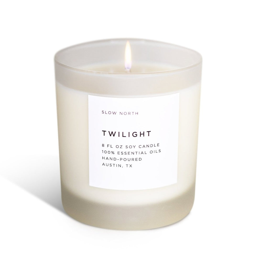 Slow North Twilight | Jasmine + Orange + Sandalwood | Frosted Candle, 8 oz - lily & onyx