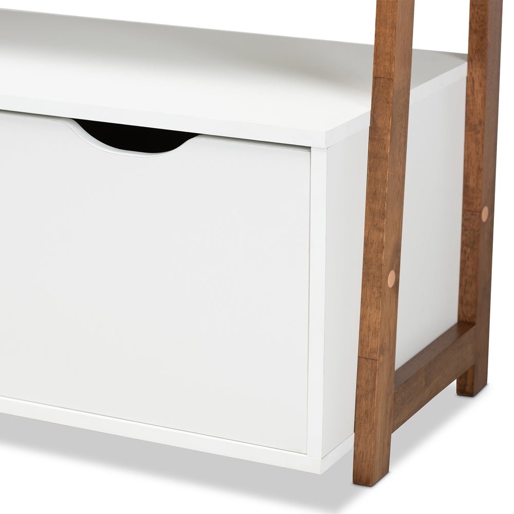 
                      
                        Baxton Studio Two Tone White And Ash Walnut Brown Finished Wood 2 Door Ladder Bookshelf - lily & onyx
                      
                    
