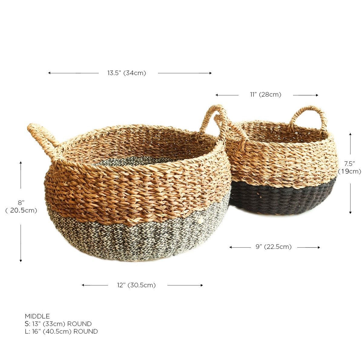 KORISSA Ula Floor Basket, Black - lily & onyx