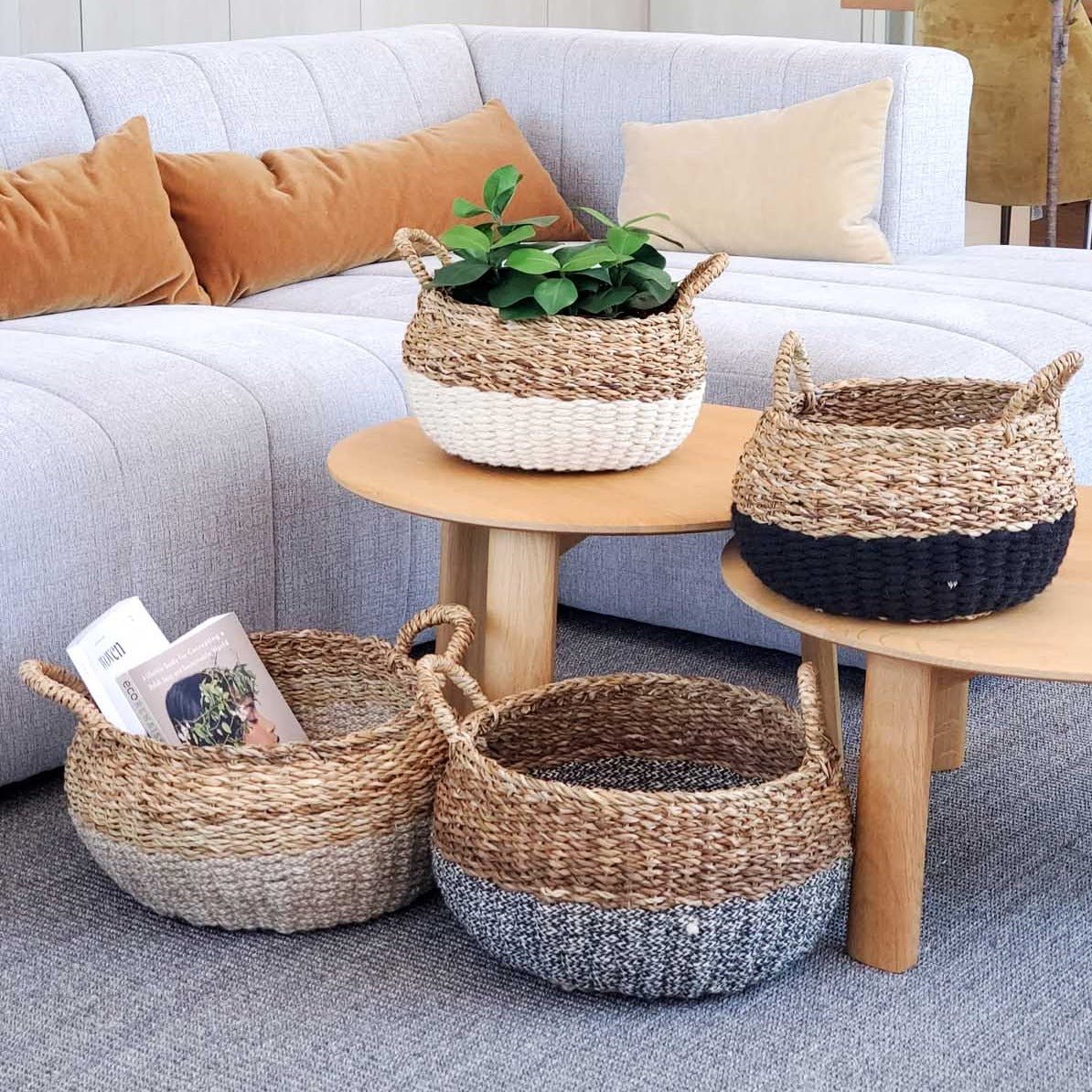 KORISSA Ula Floor Basket, Natural - lily & onyx