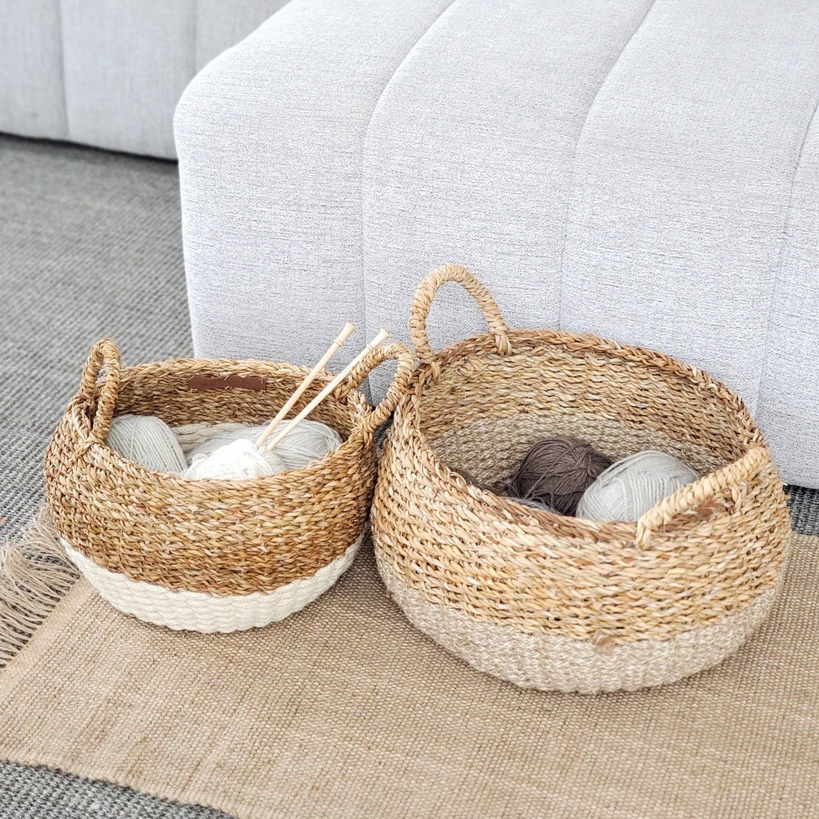 KORISSA Ula Floor Basket, Natural - lily & onyx