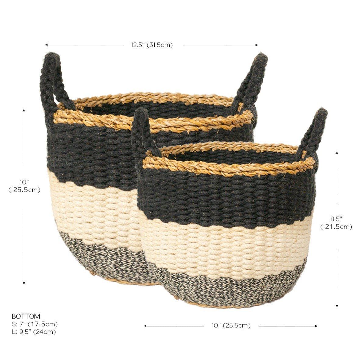 KORISSA Ula Stripe Basket, Black - lily & onyx