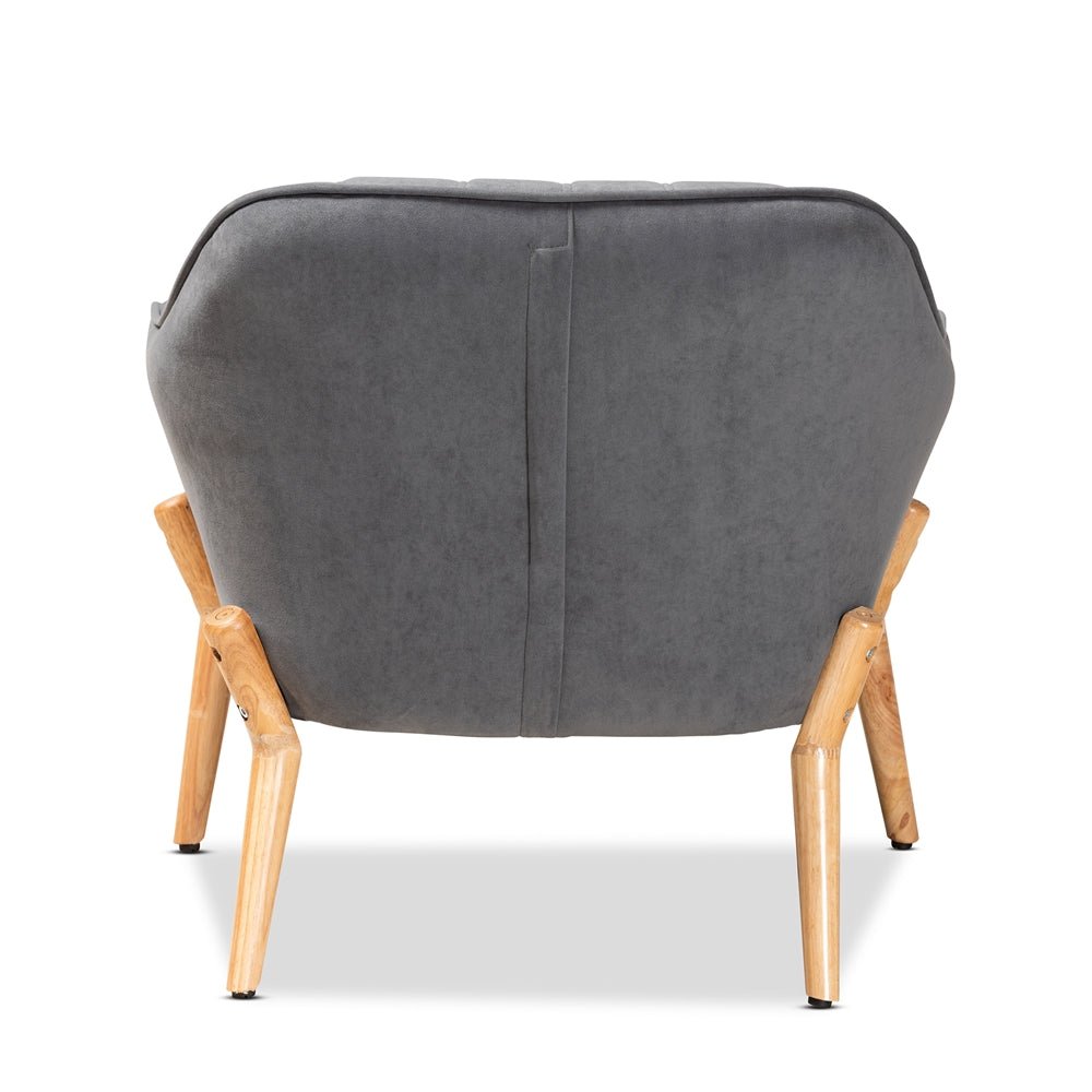 
                      
                        Baxton Studio Valentina Mid Century Modern Transitional Velvet Fabric Upholstered & Natural Wood Armchair - lily & onyx
                      
                    