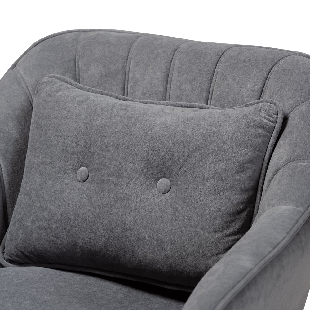 
                      
                        Baxton Studio Valentina Mid Century Modern Transitional Velvet Fabric Upholstered & Natural Wood Armchair - lily & onyx
                      
                    