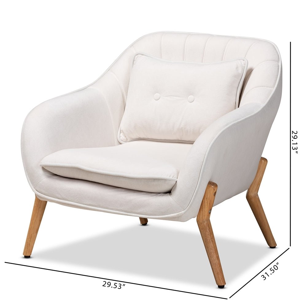 
                      
                        Baxton Studio Valentina Mid Century Modern Transitional Velvet Fabric Upholstered & Natural Wood Armchair - lily & onyx
                      
                    