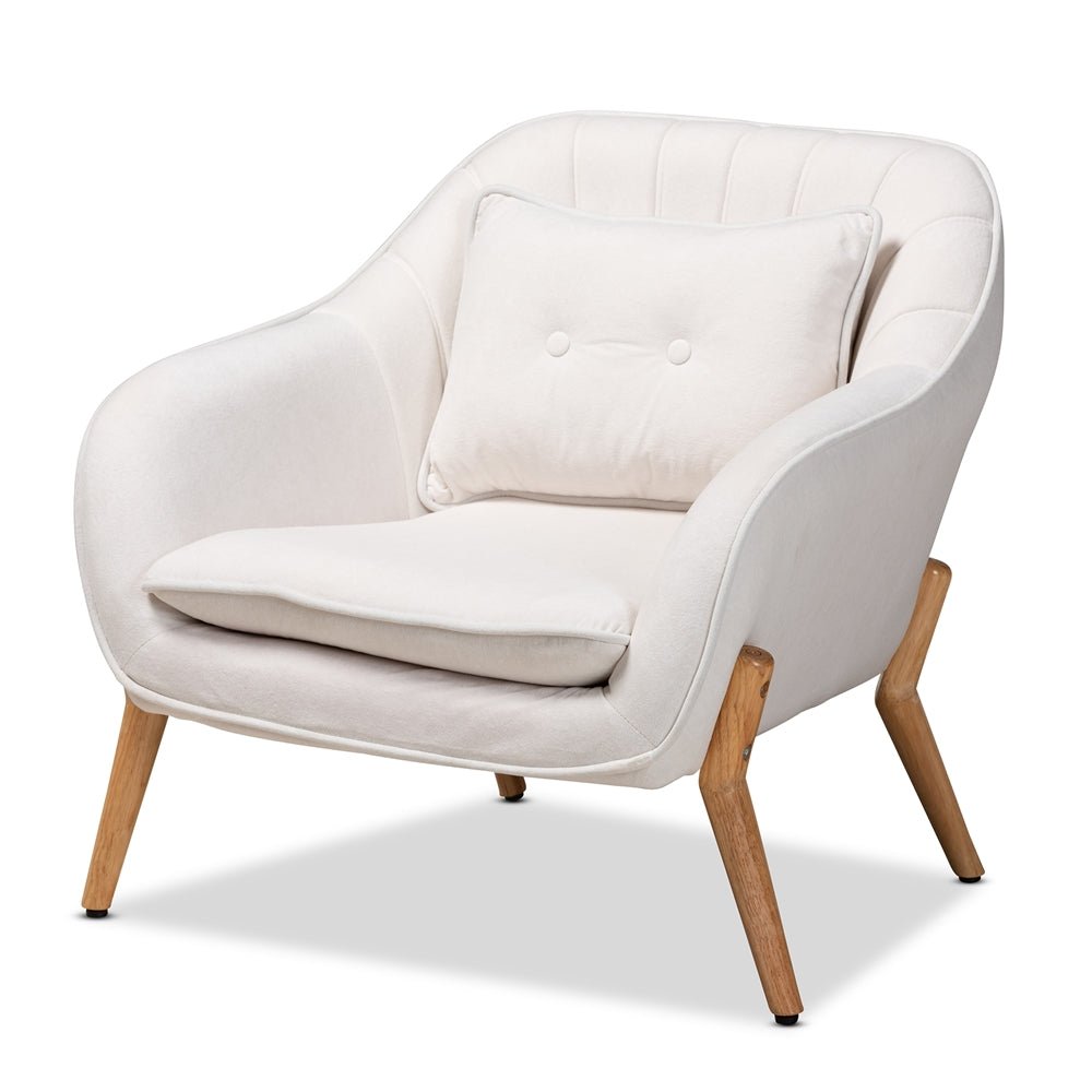 
                      
                        Baxton Studio Valentina Mid Century Modern Transitional Velvet Fabric Upholstered & Natural Wood Armchair - lily & onyx
                      
                    