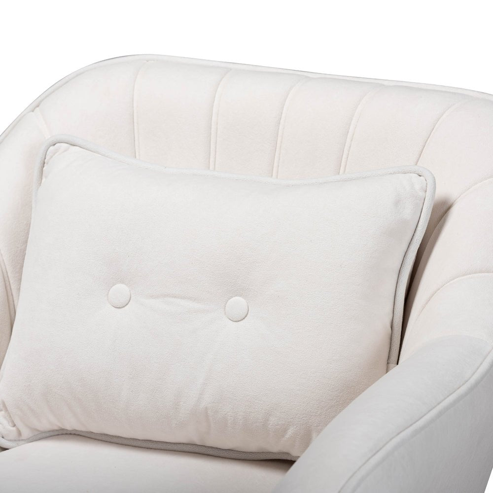 
                      
                        Baxton Studio Valentina Mid Century Modern Transitional Velvet Fabric Upholstered & Natural Wood Armchair - lily & onyx
                      
                    