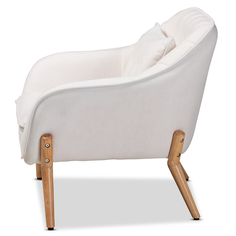 
                      
                        Baxton Studio Valentina Mid Century Modern Transitional Velvet Fabric Upholstered & Natural Wood Armchair - lily & onyx
                      
                    