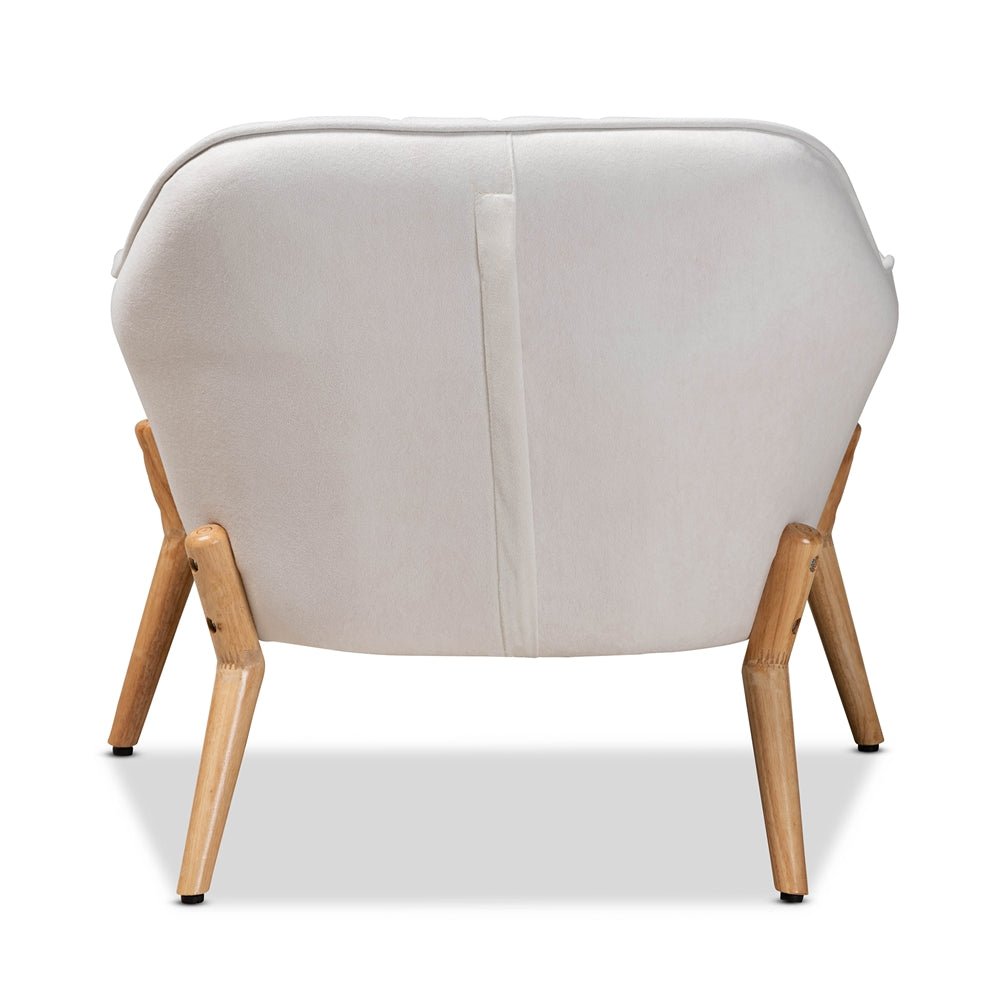 
                      
                        Baxton Studio Valentina Mid Century Modern Transitional Velvet Fabric Upholstered & Natural Wood Armchair - lily & onyx
                      
                    