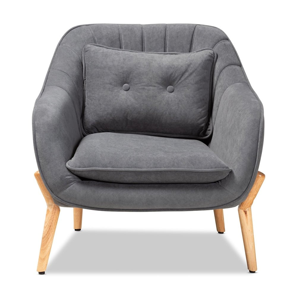 
                      
                        Baxton Studio Valentina Mid Century Modern Transitional Velvet Fabric Upholstered & Natural Wood Armchair - lily & onyx
                      
                    