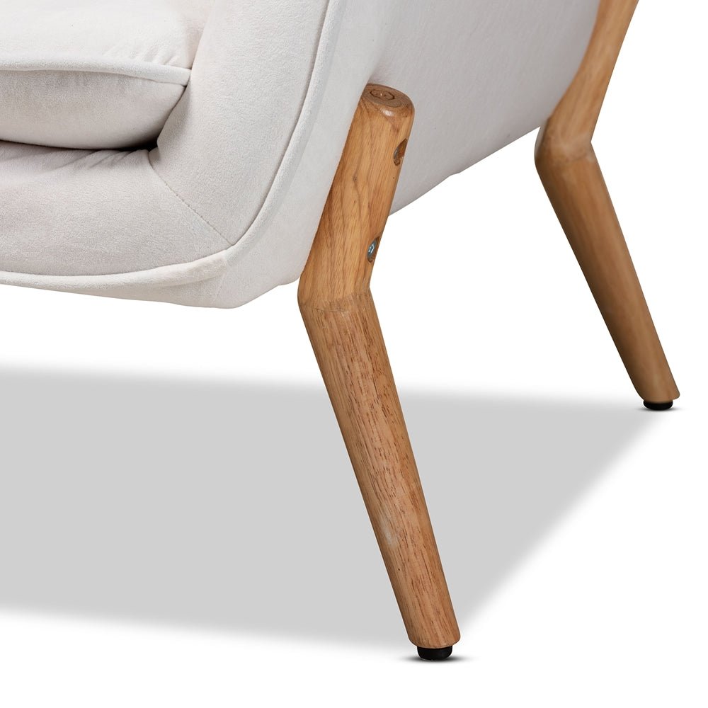 
                      
                        Baxton Studio Valentina Mid Century Modern Transitional Velvet Fabric Upholstered & Natural Wood Armchair - lily & onyx
                      
                    