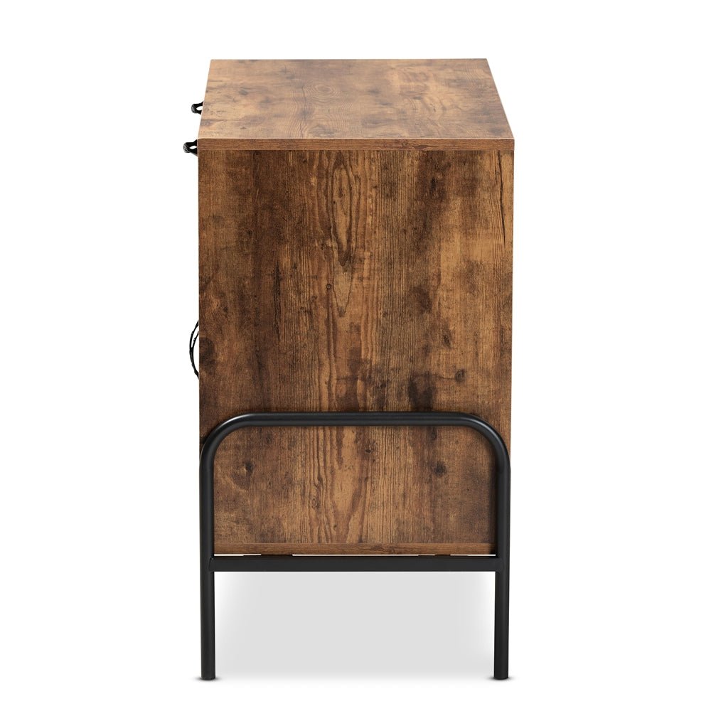 
                      
                        Baxton Studio Valeska Modern Industrial Walnut Brown Finished Wood and Black Metal 2-Drawer Sideboard - lily & onyx
                      
                    