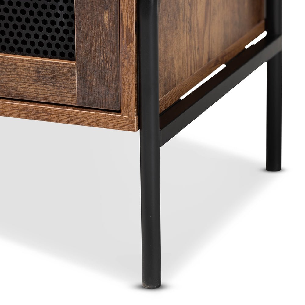 
                      
                        Baxton Studio Valeska Modern Industrial Walnut Brown Finished Wood and Black Metal 2-Drawer Sideboard - lily & onyx
                      
                    
