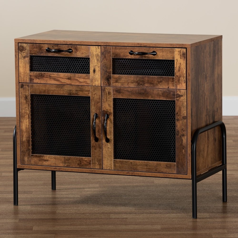 
                      
                        Baxton Studio Valeska Modern Industrial Walnut Brown Finished Wood and Black Metal 2-Drawer Sideboard - lily & onyx
                      
                    