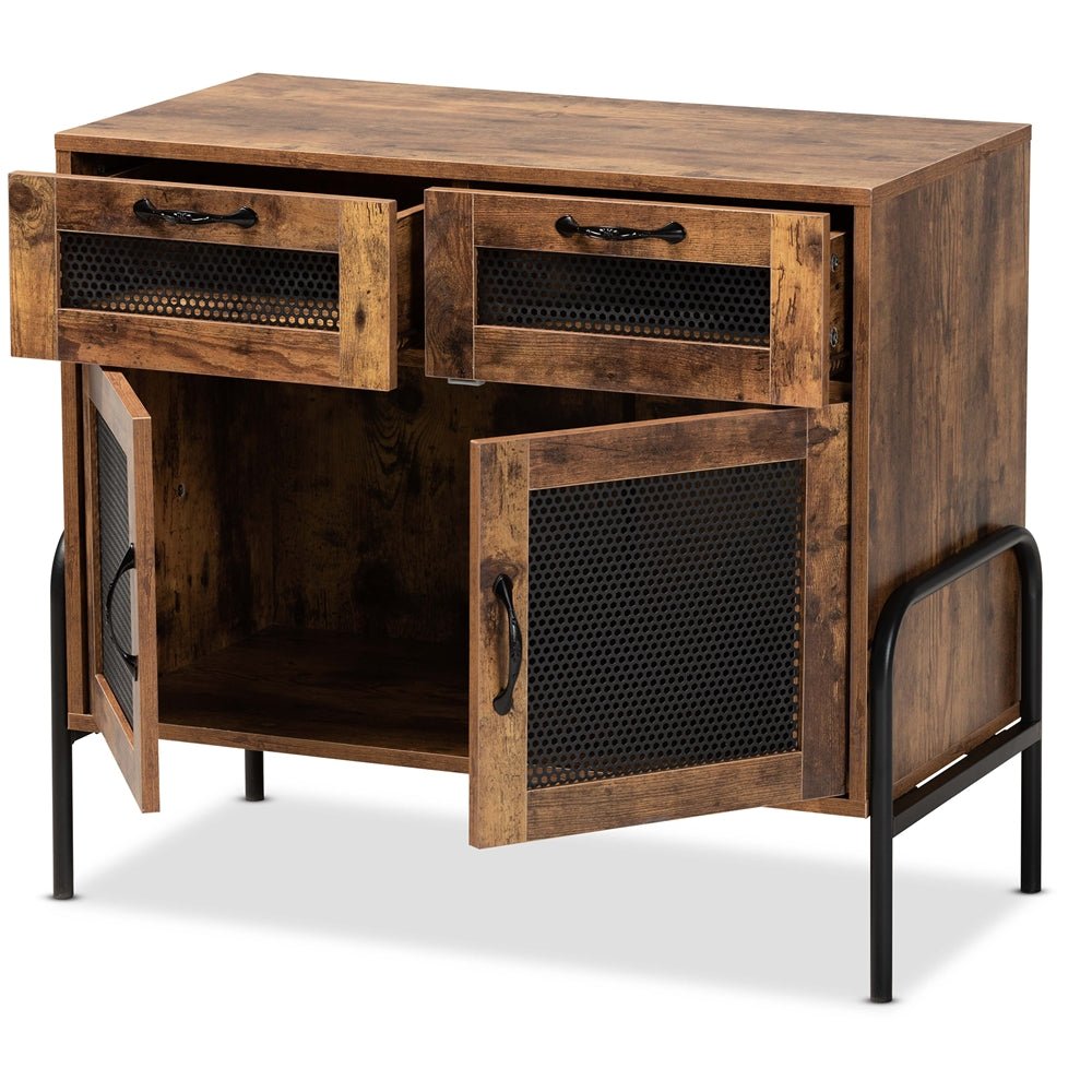 
                      
                        Baxton Studio Valeska Modern Industrial Walnut Brown Finished Wood and Black Metal 2-Drawer Sideboard - lily & onyx
                      
                    