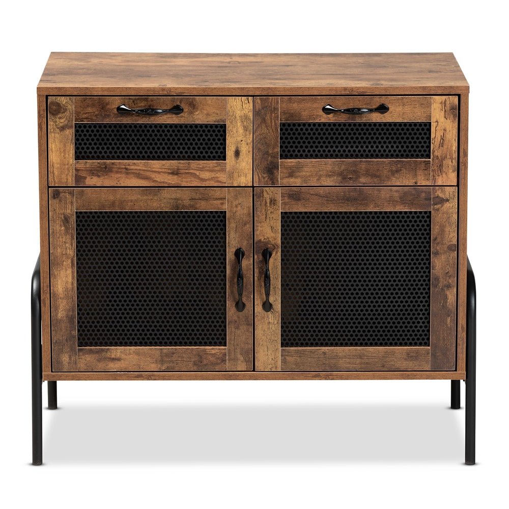 
                      
                        Baxton Studio Valeska Modern Industrial Walnut Brown Finished Wood and Black Metal 2-Drawer Sideboard - lily & onyx
                      
                    