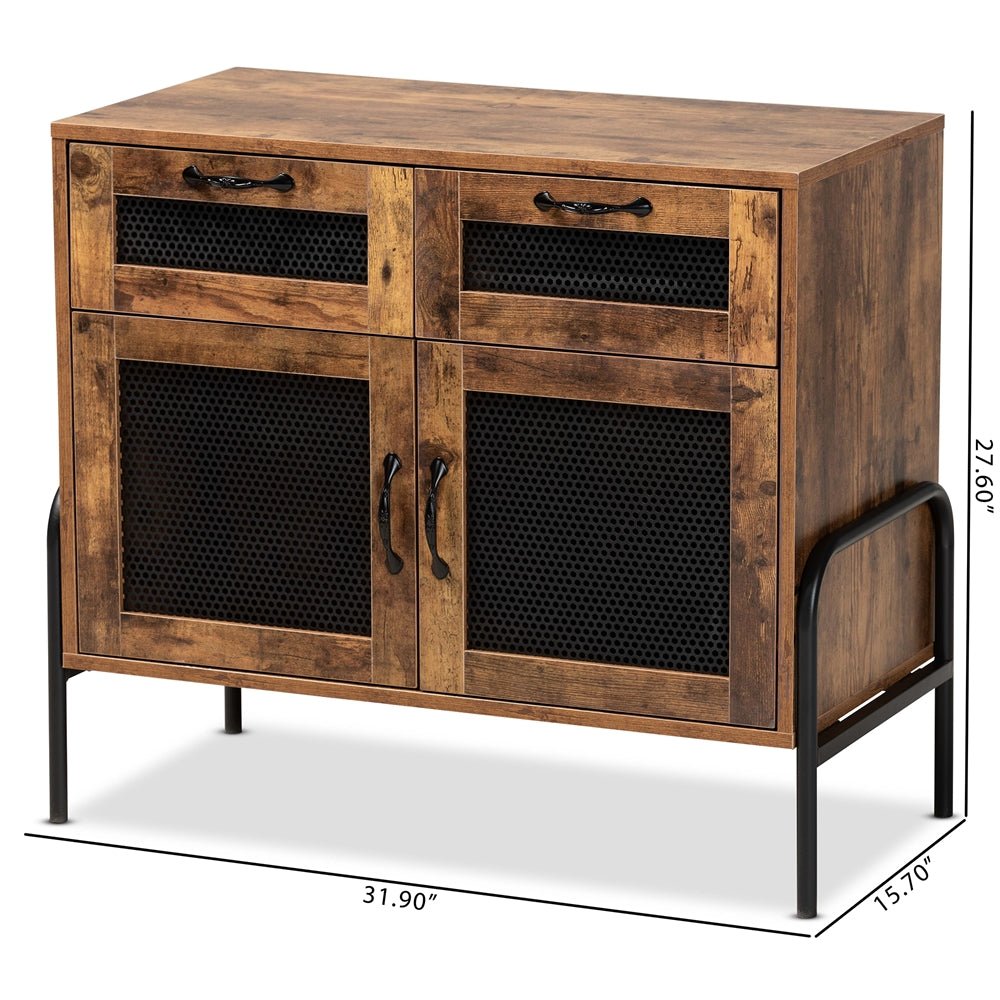
                      
                        Baxton Studio Valeska Modern Industrial Walnut Brown Finished Wood and Black Metal 2-Drawer Sideboard - lily & onyx
                      
                    
