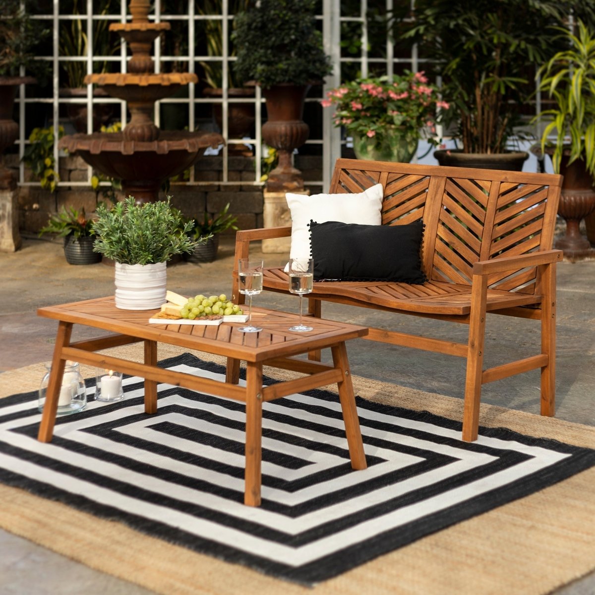 Walker Edison Vincent 2-Piece Outdoor Patio Chat Set - lily & onyx