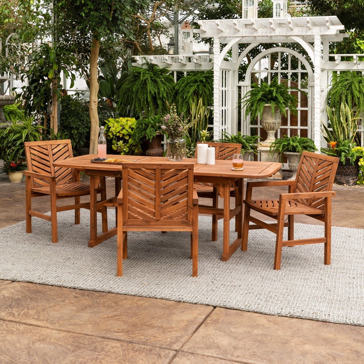 Walker Edison Vincent 5-Piece Extendable Outdoor Patio Dining Set - lily & onyx